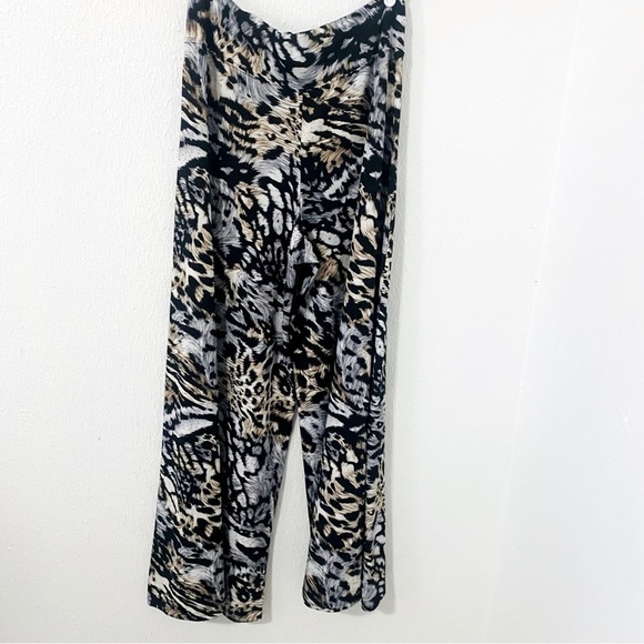 COCO BIANCO Animal Print Palazzo Pants Medium Super Wide Leg Pull On Pants EUC - Picture 5 of 8